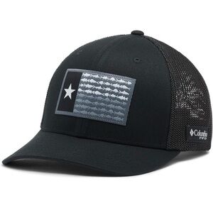 Columbia Unisex Adult PFG Logo Mesh Ball Cap Black/Texas Fish L-XL